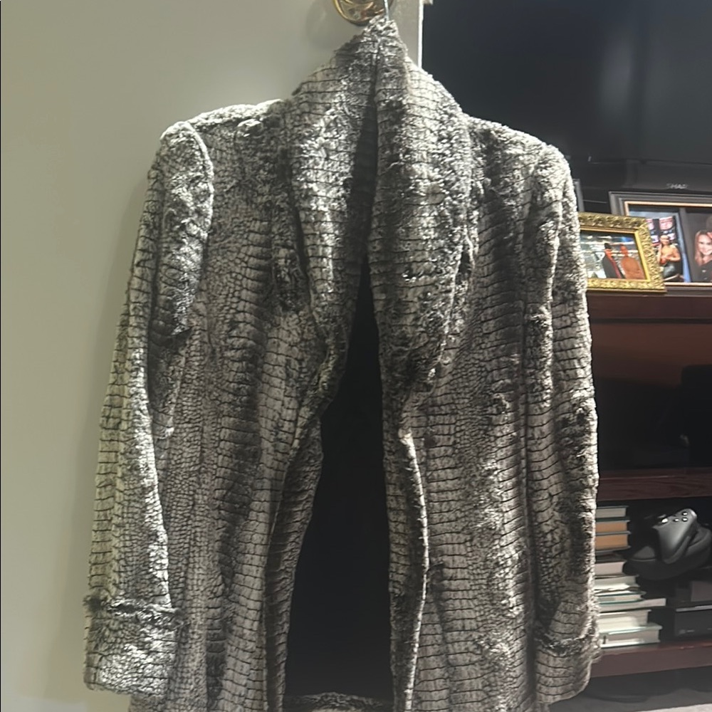 Alice + Olivia Textured Black and Gray Coat